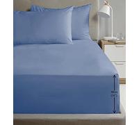 Rapport Drap-Housse uni en Percale Douce de 40,6 cm de Profondeur pour lit Super King Size Bleu