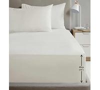 Rapport Drap-Housse uni en Percale Ultra Douce de 40,6 cm de Profondeur pour lit King Size Crème