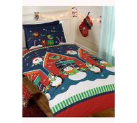Rapport - Ensemble de linge de lit, La grotte du Père Noël, design de Noël AG1644 (junior) (Bleu/Rouge/Blanc)