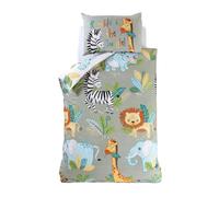 Rapport Home Housse de couette simple + taie d'oreiller Rumble dans La Jungle Lion et Zèbre Enfants