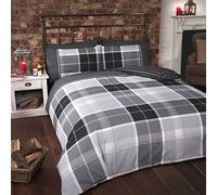 Rapport Finest Homewares Housse de Couette et 2 taies d'oreiller Motif Tartan Argyle Gris King