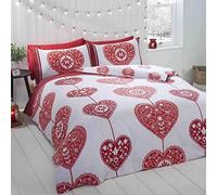 Rapport Hearts Parure de lit scandinave de Noël 100% Coton brossé Rouge King