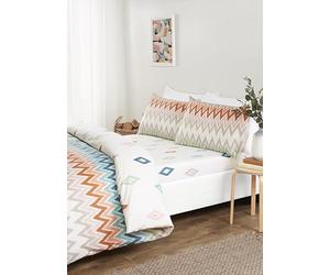 Rapport Home Bali Parure de lit Double en Microfibre réversible avec Housse de Couette, Drap-Housse et taies d'oreiller Assorties