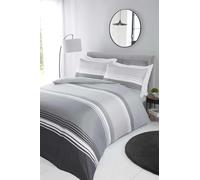Rapport Home Chicago Parure de lit Double en Microfibre à Rayures Gris 180 Fils