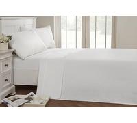 Rapport Home Drap Plat de 40,6 cm de Profondeur en Percale 180 Fils (Blanc, Simple)