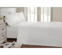 Rapport Home Drap Plat Infroissable Facile d'entretien, Polyester-Coton, Blanc, 254 x 178 x 1 cm