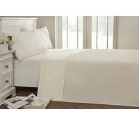 Rapport Home Drap Plat Infroissable Facile d'entretien, Polyester-Coton, crème, 274 x 254 x 1 cm