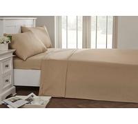 Rapport Home Drap Plat Infroissable Facile d'entretien, Polyester-Coton, Naturel, 254 x 228 x 1 cm