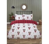 Rapport Home Fergus Parure de lit réversible avec Housse de Couette pour lit Simple Motif Vaches des Highlands Rouge