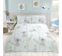 Rapport Home - Ensemble de couette simple Koala Fun - Bleu aqua, motif koalas - 135 x 200 cm