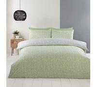 Rapport Home Helston Parure de lit réversible en Microfibre avec Housse de Couette et taie d'oreiller pour lit 1 Place, Douce, Facile d'entretien et Design Moderne à Rayures Vertes et Grises
