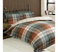 Rapport Home Lomond Parure de lit Double 100% Coton brossé Motif Carreaux Terre Cuite