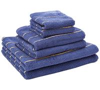 Rapport Home Navy Six Piece Rapport Lot de 6 Serviettes rayées 100% Coton Bleu Marine/doré, 6pcs Bale