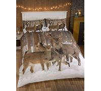 Rapport Home Parure de lit avec Housse de Couette et 2 taies d'oreiller Motif cerf Multicolore King Size
