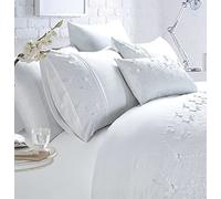 Rapport Home Parure de lit de Luxe avec Housse de Couette brodée Motif Papillon Blanc