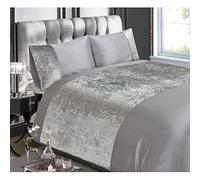 Rapport Home Parure de lit en Velours, Polycoton, Argenté, Super King Duvet Cover Set Silver