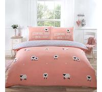Rapport Home Parure de lit Double avec Housse de Couette « Counting Sheep Until I Sleep » Rose/Blush