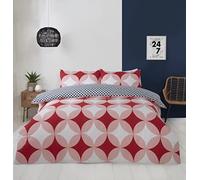 Rapport Home Parure de lit Double avec Housse de Couette réversible et Facile d'entretien Motif géométrique Rouge