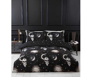 Rapport Home Parure de lit Double en Microfibre Motif Tarot Crânes et Stellar Noir