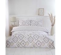 Rapport Home Parure de lit Double réversible (200 x 200 cm) - Imprimé Ikat - Doux et Facile d'entretien - Aspect tissé Naturel - Respirant et léger - Style bohème avec Fermeture à Pression sécurisée