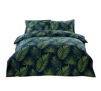 Rapport Home Parure de lit Double - Tissu Microfibre Polyester Doux - 180 Fils au Pouce carré - Motif Feuilles Tropicales de Palma - Housse de Couette réversible avec taies d'oreiller - Vert (3