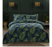 Rapport Home Parure de lit Double - Tissu Microfibre Polyester Doux - 180 Fils au Pouce carré - Motif Feuilles Tropicales de Palma - Housse de Couette réversible avec taies d'oreiller - Vert (3