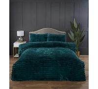 Rapport Home Parure de lit Douce et Chaude en Fausse Fourrure de Lapin côtelée pour lit King Size, Vert Course