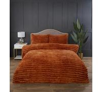 Rapport Home Parure de lit Douce et Chaude en Fausse Fourrure de Lapin pour très Grand lit, Orange brûlé