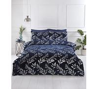 Rapport Home Parure de lit élégante en Velours écrasé avec Housse de Couette imprimée à Motif Floral, Bleu Marine, pour lit Super King Size (260 x 220 cm)