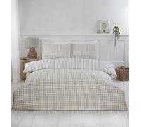 Rapport Home Parure de lit King Size en Polycoton à Carreaux naturels avec 2 taies d'oreiller, Motif Vichy Doux et Durable, pour Chambre à Coucher (220 x 230 cm)