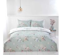Rapport Home Parure de lit King Size en Polyester Doux et Facile d'entretien avec Housse de Couette et taies d'oreiller Motif Colibri Vert