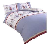 Rapport Home Housse de couette Beach Hut Réversible 2 en 1 200x200 cm Bleu/Blanc/Rouge