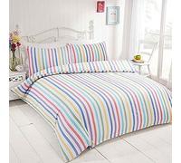 Rapport Home Parure de lit Simple en Flanelle de Coton brossé à Rayures Multicolores