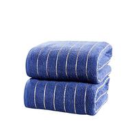 Rapport Home Rapport Lot de 2 Serviettes rayées Bleu Marine/doré 100% Coton