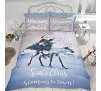 Rapport Home Rapport Père Noël et Rudolph Parure de lit en Polycoton Blanc King Size