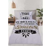 Rapport Home Rapport Today is The Day Parure de lit Simple en Polycoton Noir/Blanc/doré