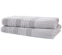 Rapport Home Spa Lot de 2 Serviettes 100% Coton, Argenté/Vert Doux, 140 x 90 x 1 cm