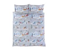 Hiver Ville Set Housse de Couette Simple Noël Literie Neige Paysage Gris