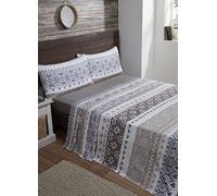 Rapport "Jacquard Coton brossé de lit, Coton, Naturel, King