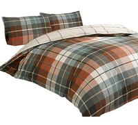 Rapport Lomond Check Parure de lit 100% Coton brossé Terracotta Simple