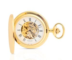 Rapport Montre de poche mécanique demi-chasseur - Montre de poche plaquée or - Montre mécanique à remontage manuel - Cadran romain avec fenêtre squelette pour votre collection Prestige.