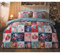 Rapport Parure de lit Double réversible en Microfibre avec Calendrier de l'Avent de Noël Multicolore