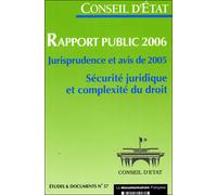 Rapport public 2006 sécurité juridique et complexité du droit - Collectif - Documentation Francaise - broché - Etude