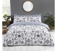 Rapport Royale Parure de lit réversible avec Housse de Couette Motif Safari Blanc King Size