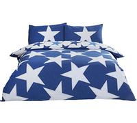 Rapport Stars Parure de lit réversible en Polycoton Bleu Marine Simple