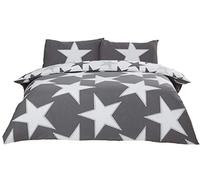 Rapport Stars Parure de lit réversible en Polycoton Gris pour lit Simple