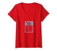 Rapport sur Les Sentiments blessés : Formulaire de Soutien émotionnel Humoristique T-Shirt avec Col en V, Femme, Rouge, L