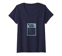 Rapport sur Les Sentiments blessés : Formulaire de Soutien émotionnel Humoristique T-Shirt avec Col en V, Femme, Bleu Marine, L