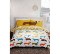 Rapport - Teckel - Ensemble de linge de lit AG956 (Kingsize) (Blanc/Jaune)