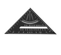 Rapporteur carré de 7 pouces à 90 degrés, règle d'angle triangulaire pour le travail du bois, outil de mesure multi-angle en alliage d'aluminium avec niveau intégré, marquages (Noire)